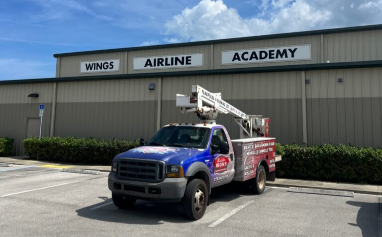 Brister Signs truck at job site